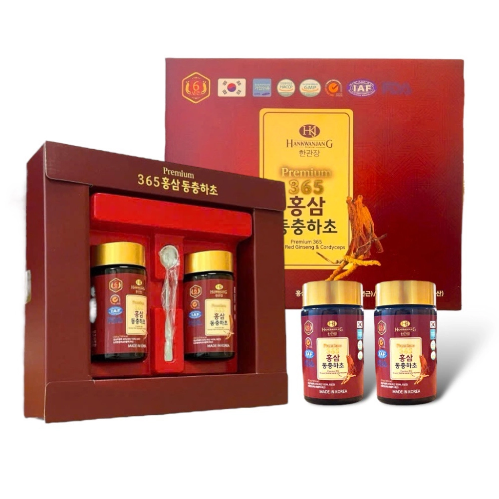 Cao Hồng Sâm Đông Trùng Hạ Thảo Premium 365 Korean Red Ginseng & Cordyceps Hankwanjang – Hỗ trợ tăng cường sức khỏe – 2 Lọ x 250gr Hàn Quốc