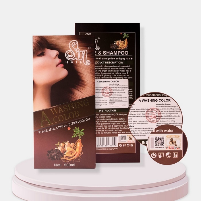 Dầu gội phủ bạc Sin Hair Argan Oil Nhật Bản Chai 500ml - Màu nâu