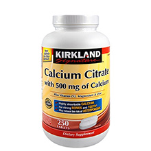 Viên Bổ Sung Canxi Mg Zn Kirkland Calcium Citrate 500mg Mỹ 250 viên